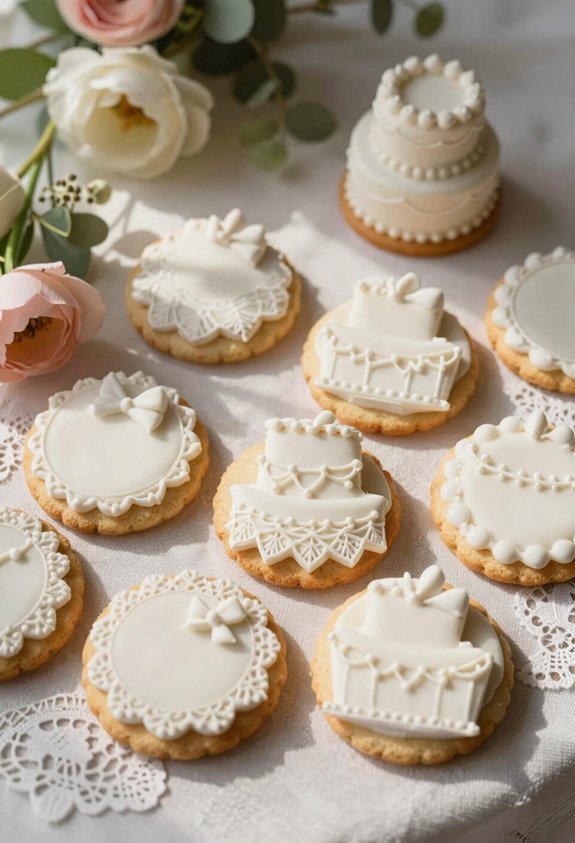 lace iced wedding cookie favors