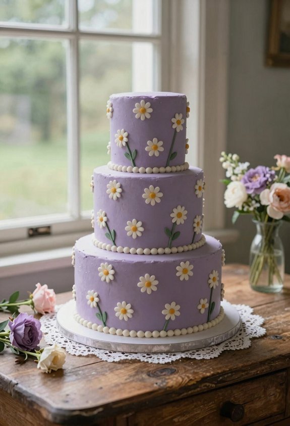 lavender daisies gold accents