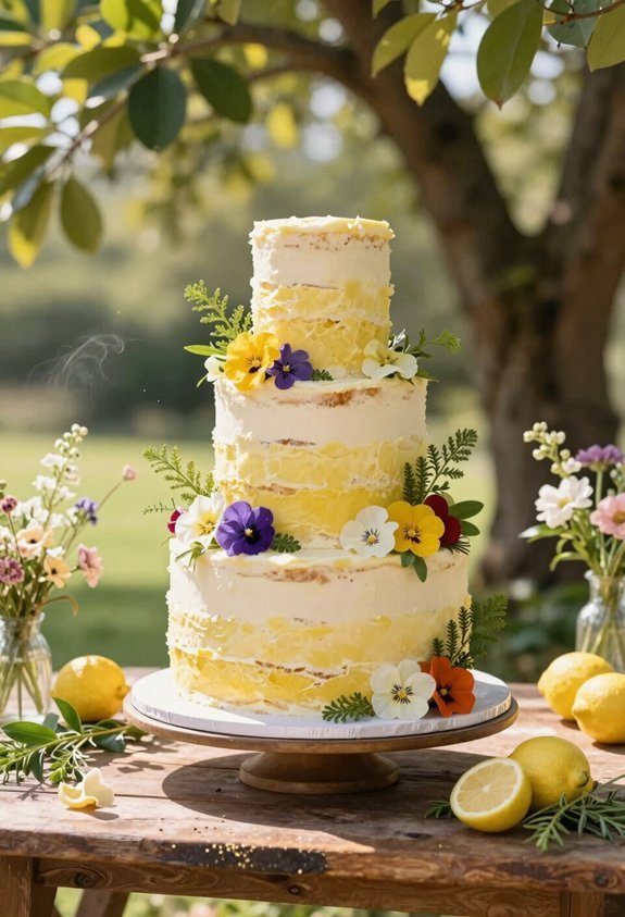lemon herb floral cake