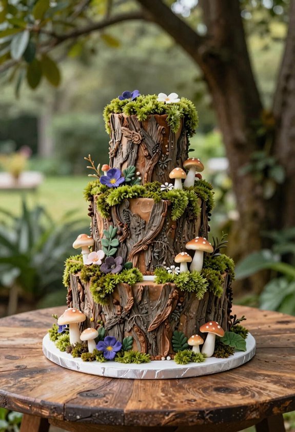 mossy forest cake decor