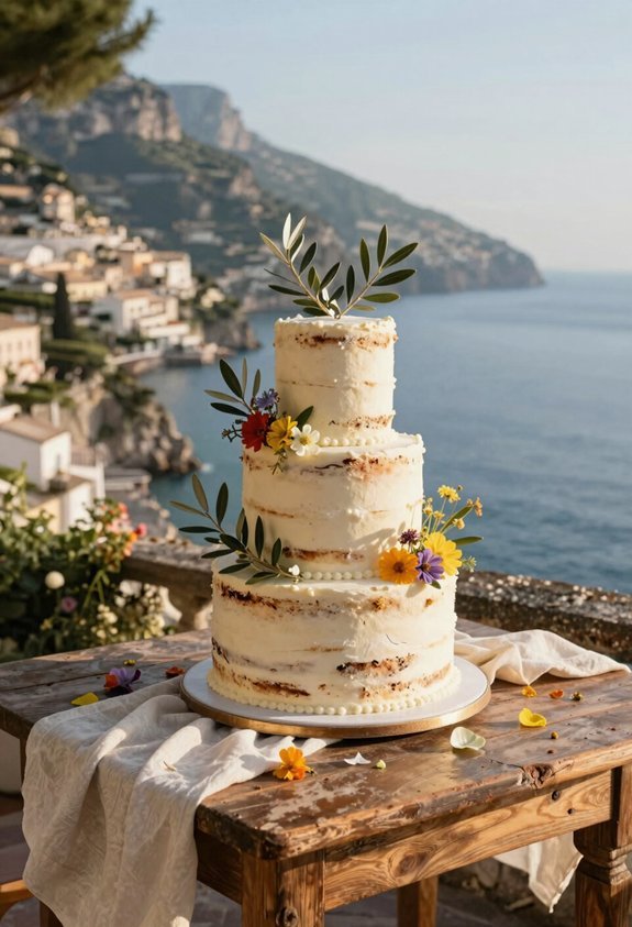naked cake with greenery