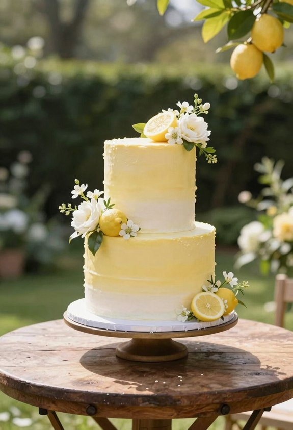 ombre lemon floral cake