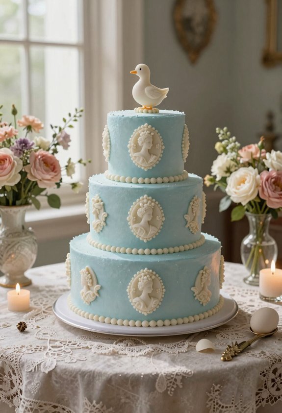 pastel blue cameo cake