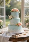 pastel blue wedding cake
