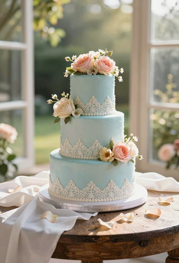 pastel blue wedding cake