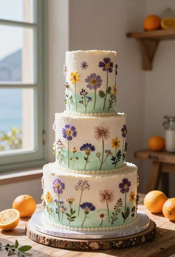 pastel wildflower elegant cake