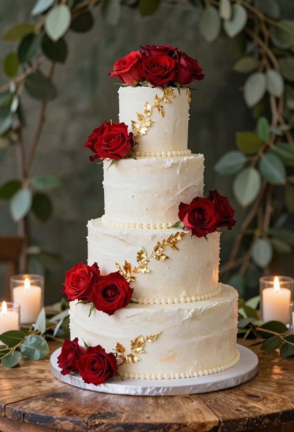 romantic white red cakes