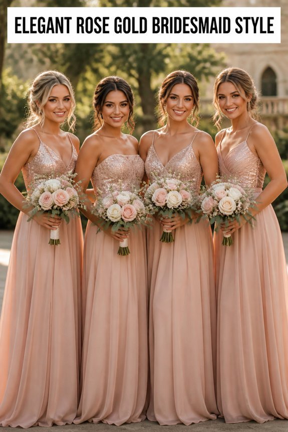 rose gold bridesmaid dresses