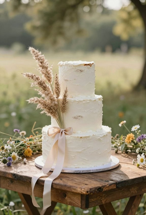 rustic cake with pampas