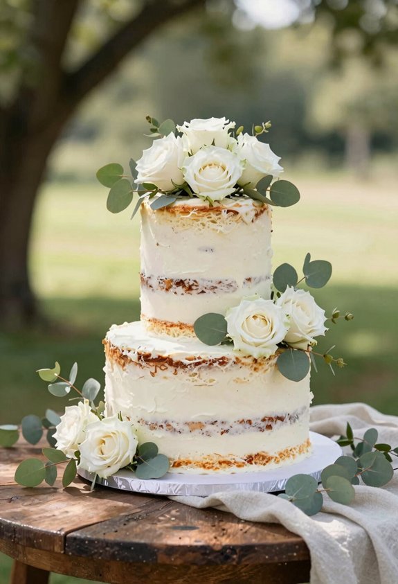rustic floral wedding cake