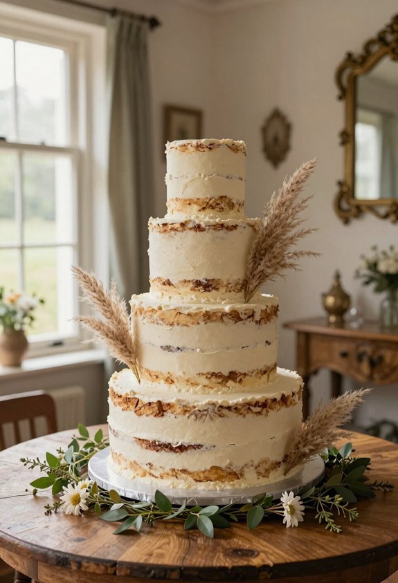 rustic pampas grass cake