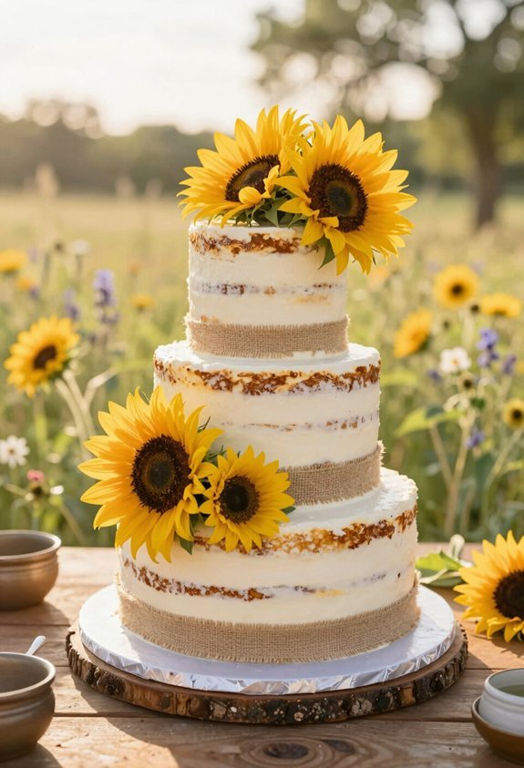 rustic sunflower cake elegance
