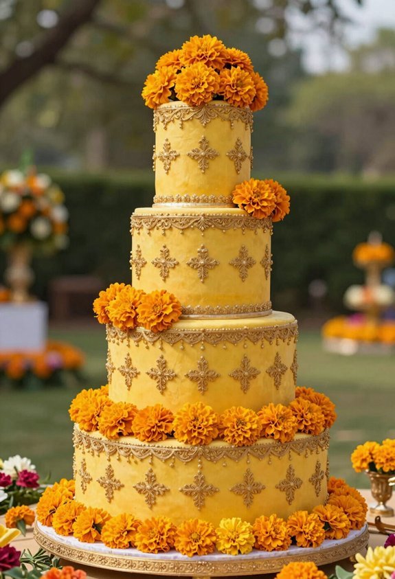 saffron yellow cake decoration