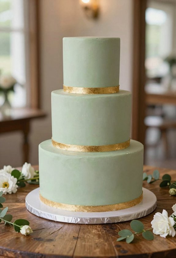 sage green gold trim