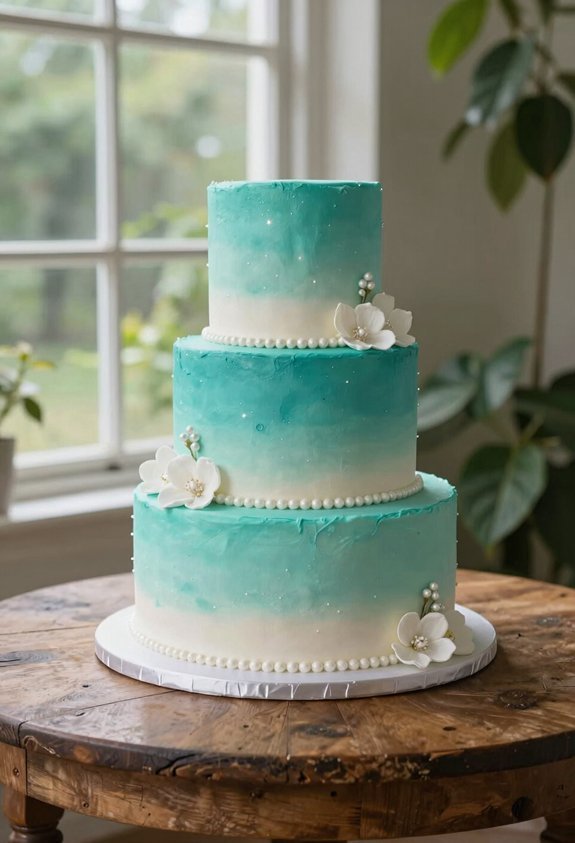 serene turquoise to white