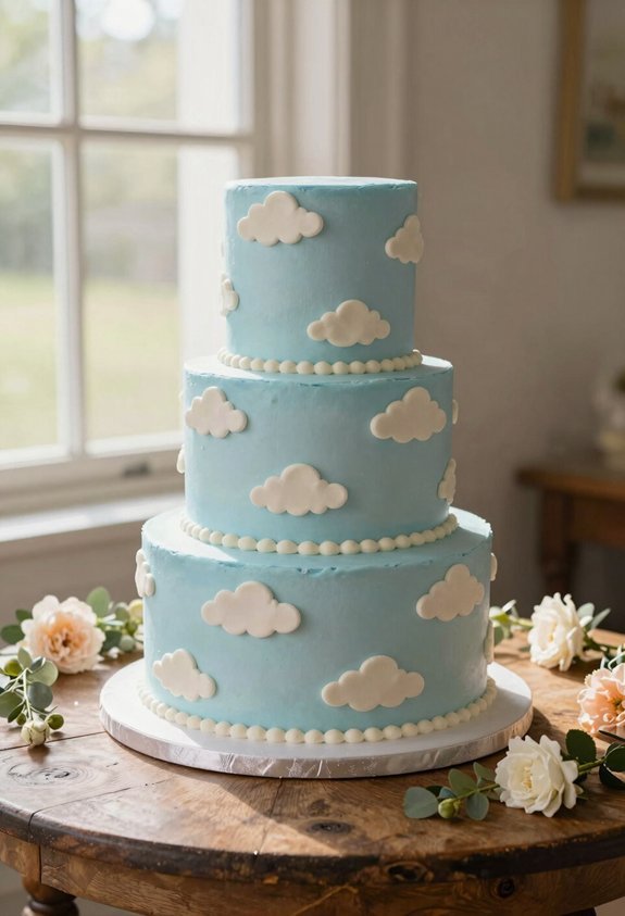 sky blue cloud cake