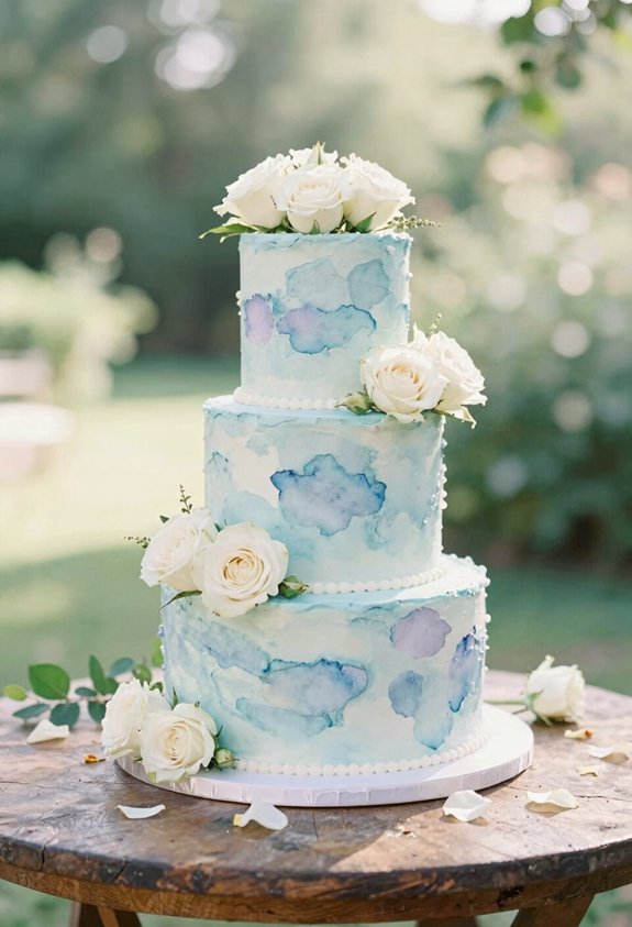 sky blue watercolor cake
