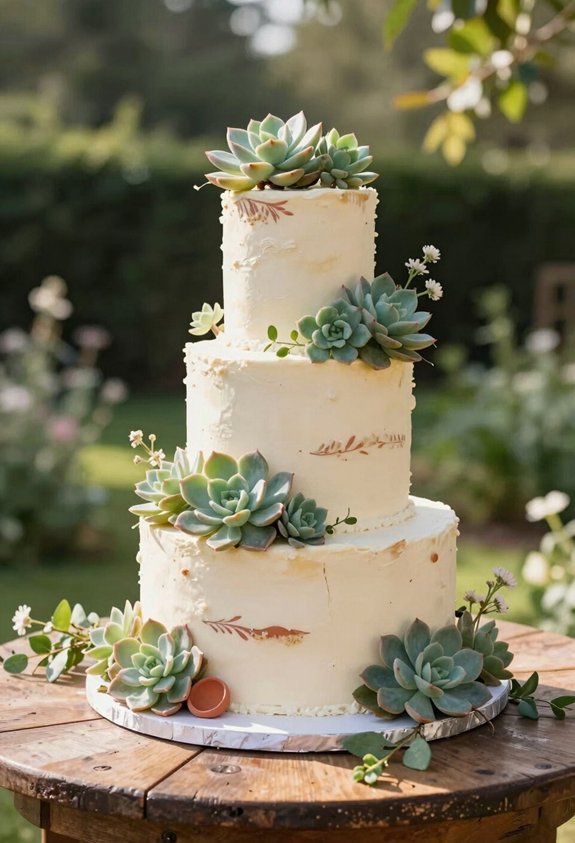 terracotta green succulent cake