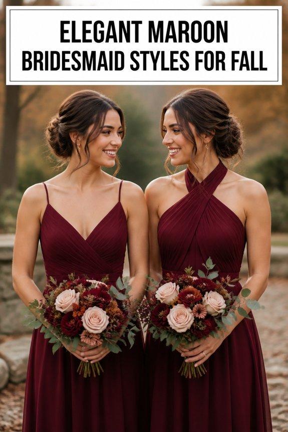 trending maroon bridesmaid dresses