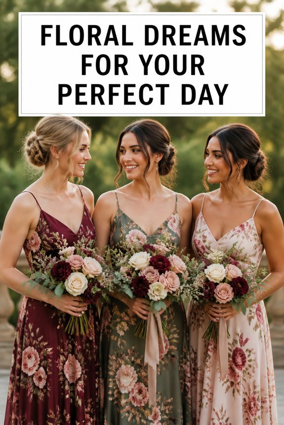 trendy floral bridesmaid dresses