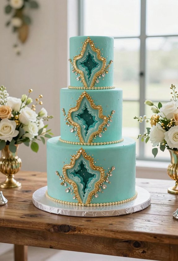 turquoise crystal gold accents