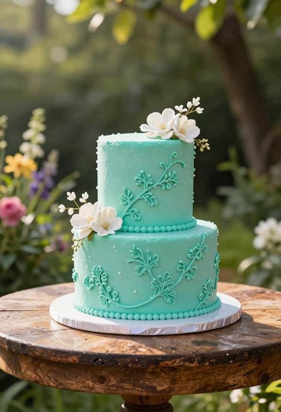 turquoise fondant with white