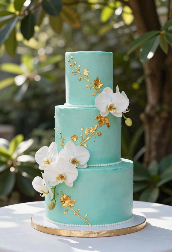 turquoise gold orchids elegance