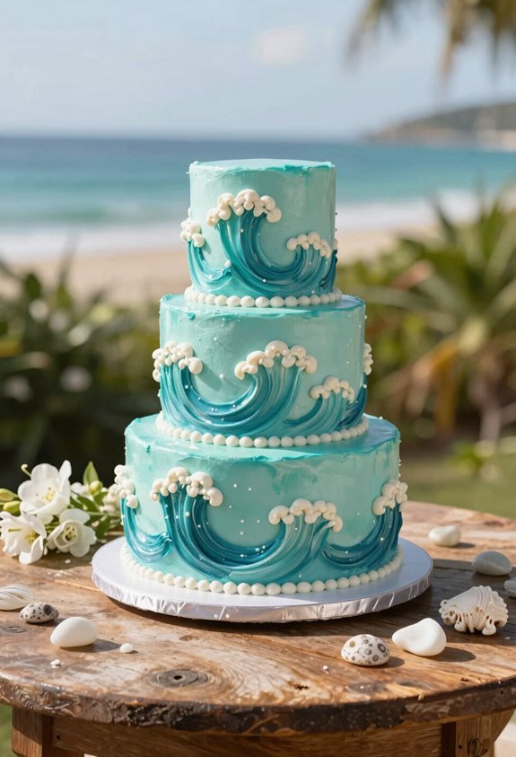 turquoise ocean wave cake