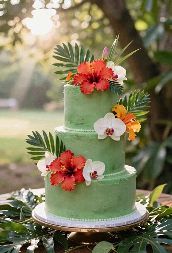 vivid tropical floral cake