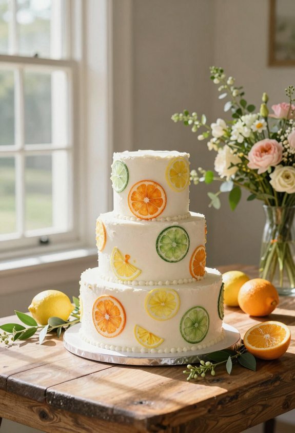 watercolor citrus cake design