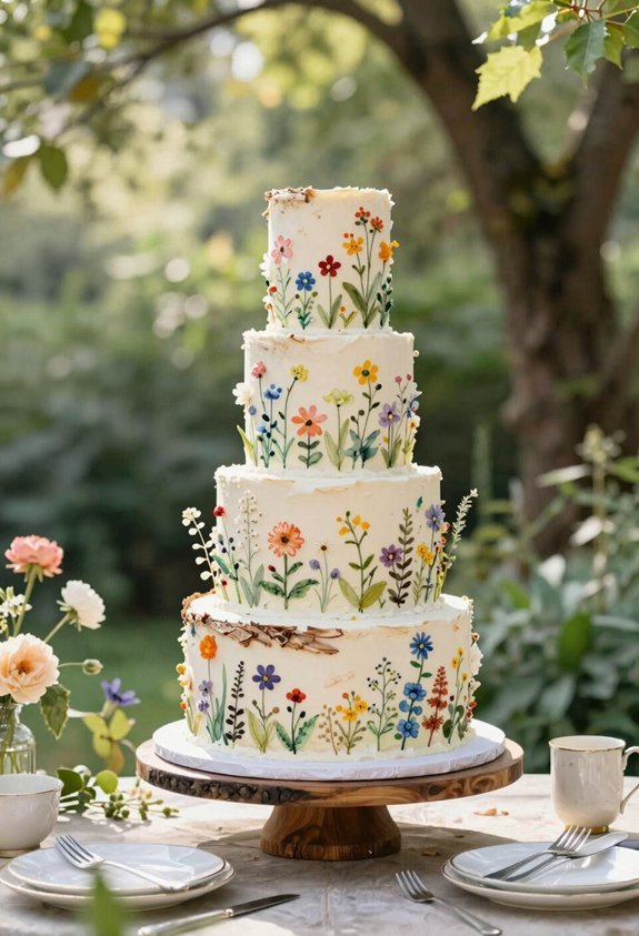 watercolor floral cake design